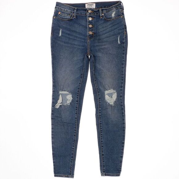 Denizen Jeans Juniors Size 9 High Rise Jegging Distressed Button Stretch 28x26.5 - Picture 1 of 12